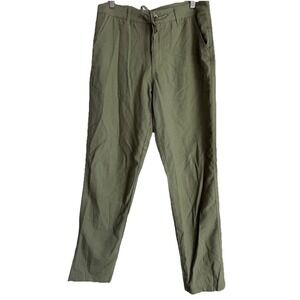 Willit Mens 31x30 Linen Blend Pants Olive‎ Green Drawstring Waist Beach Casual